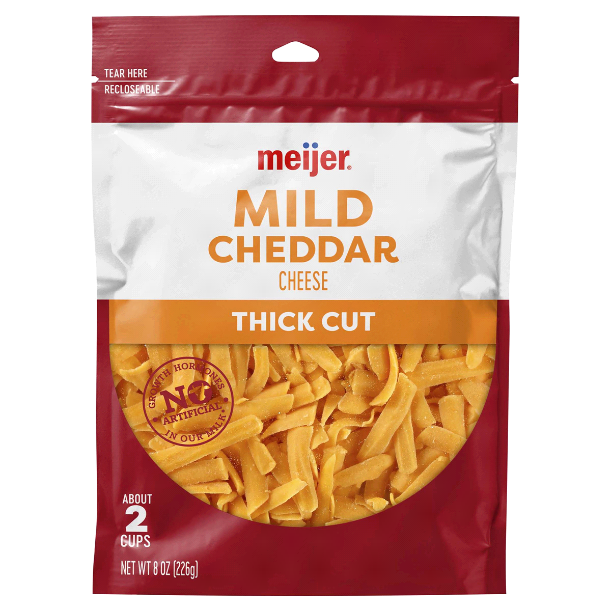 slide 1 of 5, Meijer Thick Cut Shredded Cheddar Cheese, 8 oz