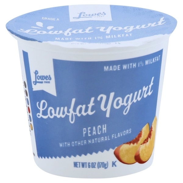 slide 1 of 1, Lowes Foods Low Fat Peach Yogurt, 6 oz