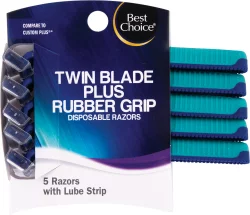 Best Choice Twin Blade Plus Disposable Razor With Rubber Grip