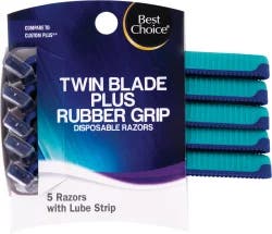 Best Choice Twin Blade Plus Disposable Razor With Rubber Grip