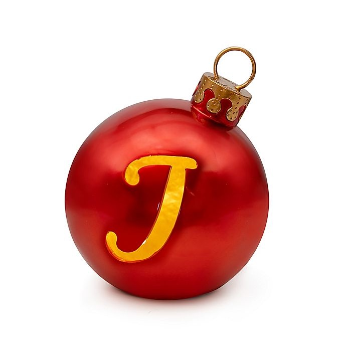 slide 1 of 1, Winter Wonderland 9-Inch Pre-Lit Monogram Letter J'' Christmas Ball Ornament'', 1 ct