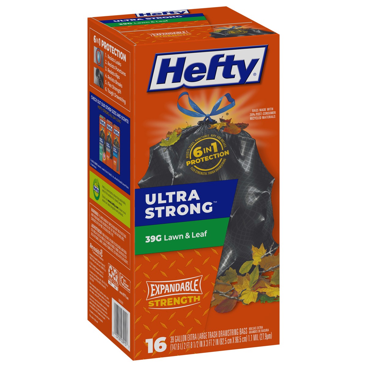 slide 2 of 14, Hefty Ultra Strong 39 Gallon Drawstring Trash Bags 16 ea, 16 ct