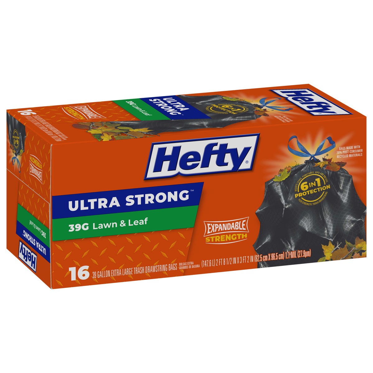 slide 4 of 14, Hefty Ultra Strong 39 Gallon Drawstring Trash Bags 16 ea, 16 ct