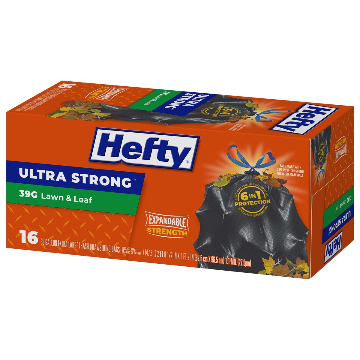 slide 5 of 14, Hefty Ultra Strong 39 Gallon Drawstring Trash Bags 16 ea, 16 ct