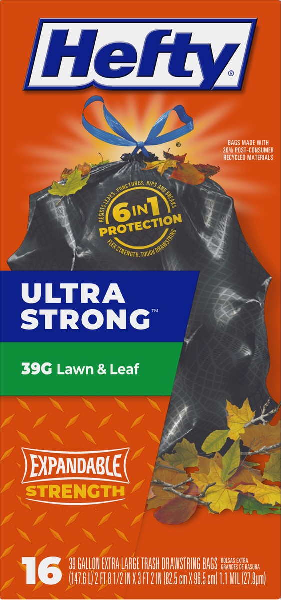 slide 7 of 14, Hefty Ultra Strong 39 Gallon Drawstring Trash Bags 16 ea, 16 ct