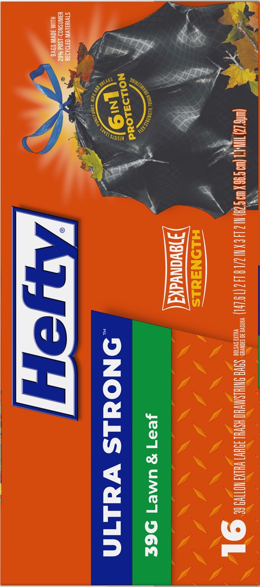 slide 13 of 14, Hefty Ultra Strong 39 Gallon Drawstring Trash Bags 16 ea, 16 ct