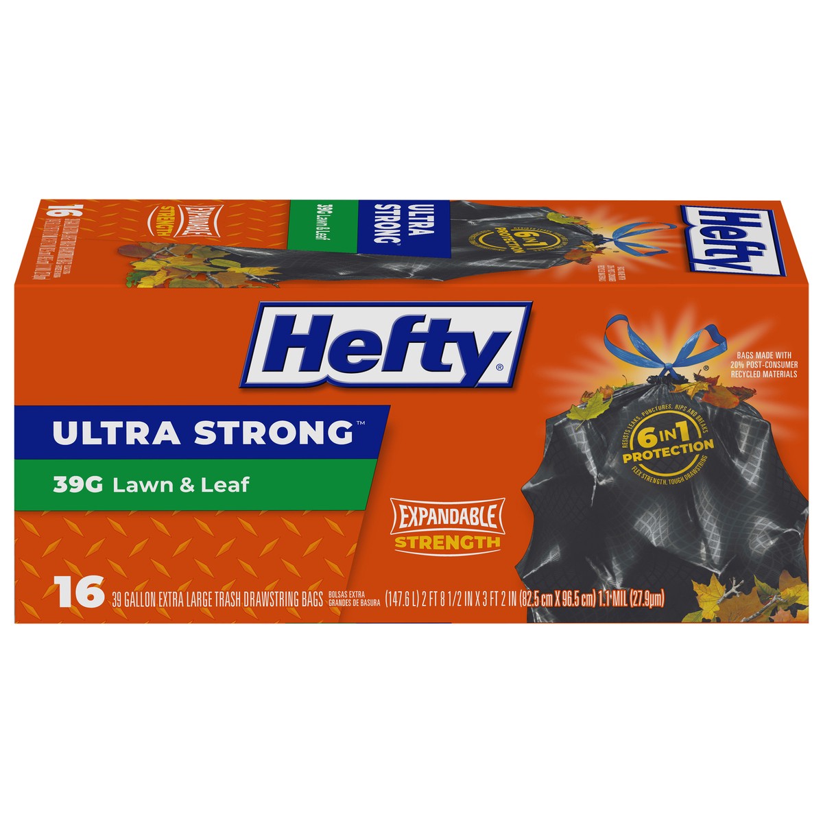 slide 3 of 14, Hefty Ultra Strong 39 Gallon Drawstring Trash Bags 16 ea, 16 ct