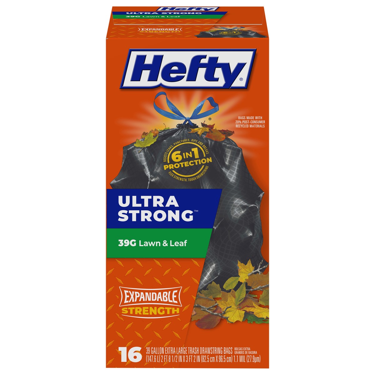 slide 10 of 14, Hefty Ultra Strong 39 Gallon Drawstring Trash Bags 16 ea, 16 ct