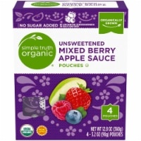 slide 1 of 1, Simple Truth Organic Unsweetened Mixed Berry Apple Sauce Pouches, 4 ct; 3.2 oz