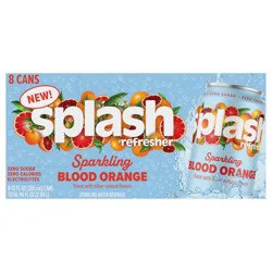 Splash Refresher Sparkling Water, Blood Orange Flavor - 12 Fl Oz Cans, 8 Pack