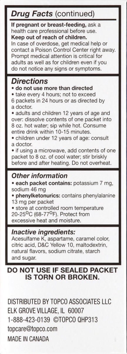 slide 3 of 6, TopCare Severe Cold & Cough, Nighttime, Packets, Honey Lemon Infused with Chamomile and White Tea Flavors, 6 ct