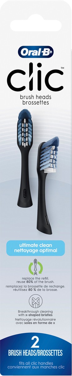 slide 2 of 3, Oral-B Clic Toothbrush Ultimate Clean Replacement Brush Heads, Black, 2 Count, 2 ct