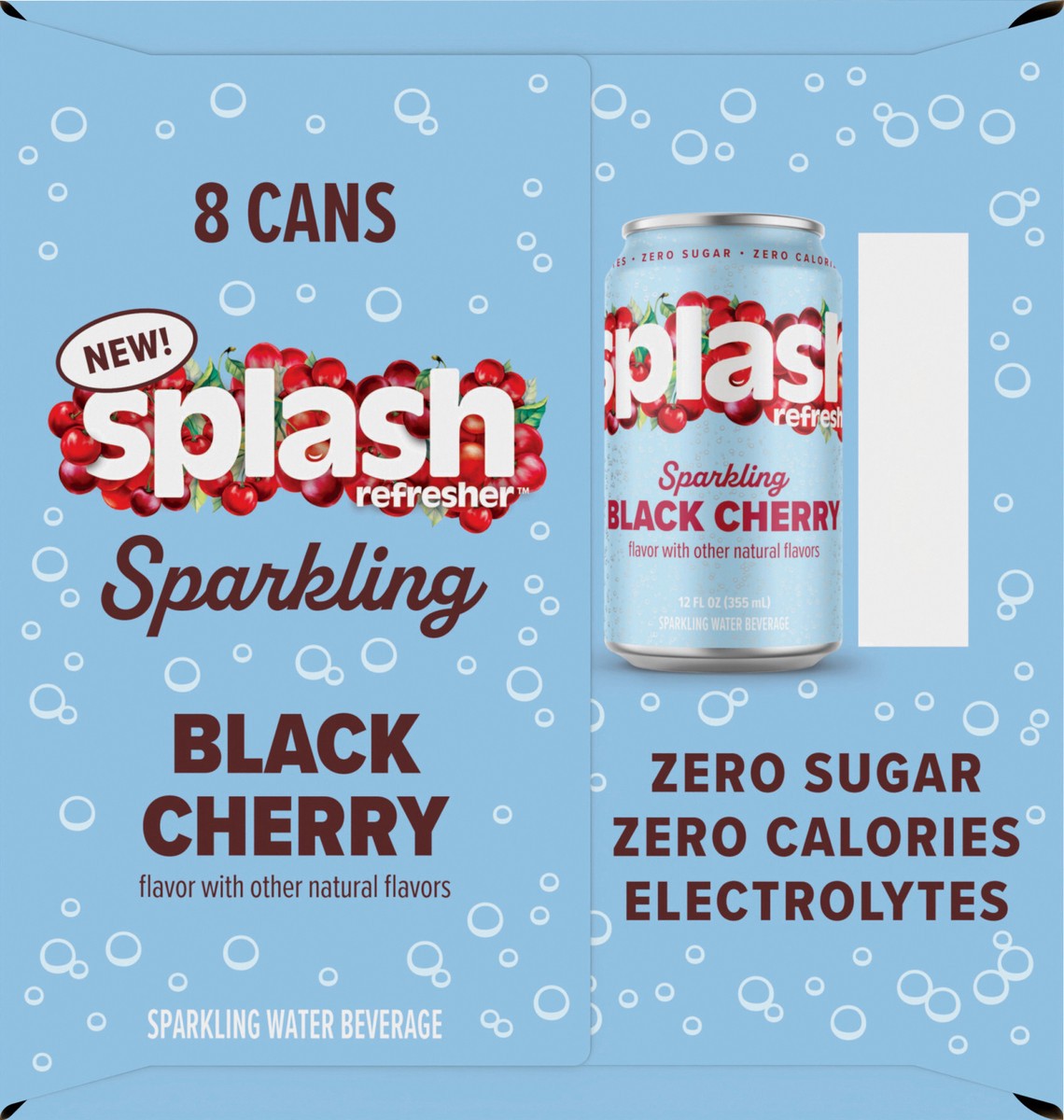 slide 9 of 13, Splash Refresher Sparkling Water, Black Cherry Flavor - 12 Fl Oz Cans, 8 Pack, 8 ct
