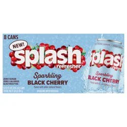 Splash Refresher Sparkling Water, Black Cherry Flavor - 12 Fl Oz Cans, 8 Pack