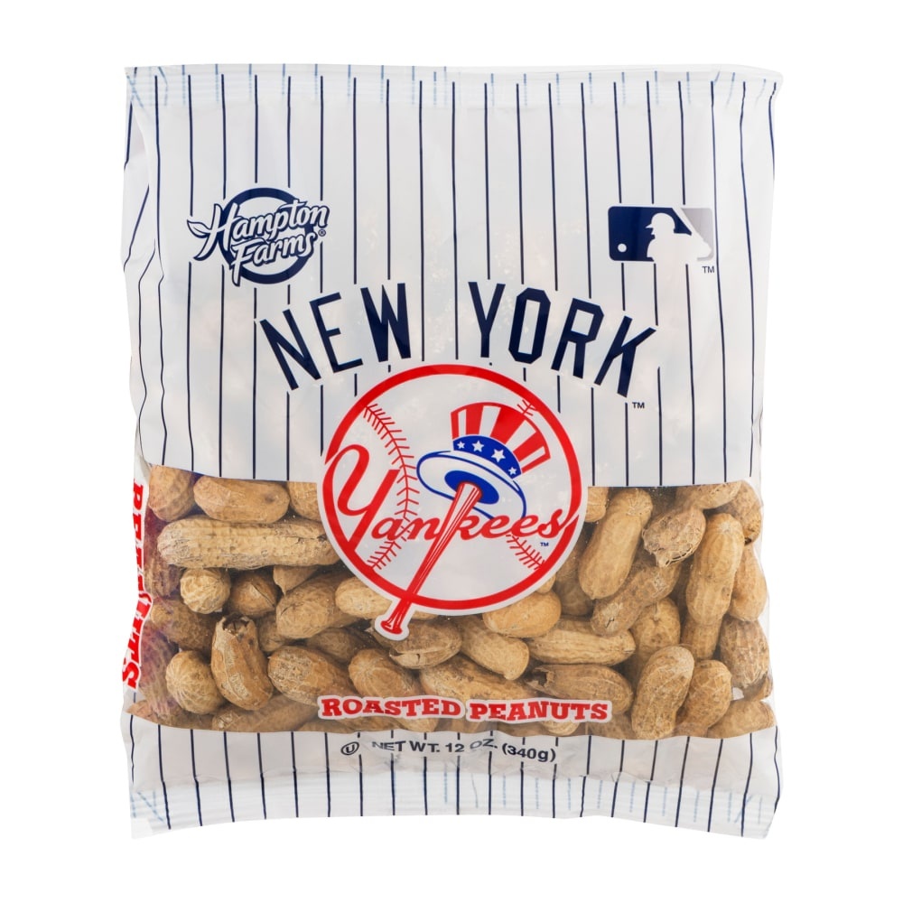 slide 1 of 1, Hampton Farms Peanuts - New York Yankees Roasted No Salt, 12 oz