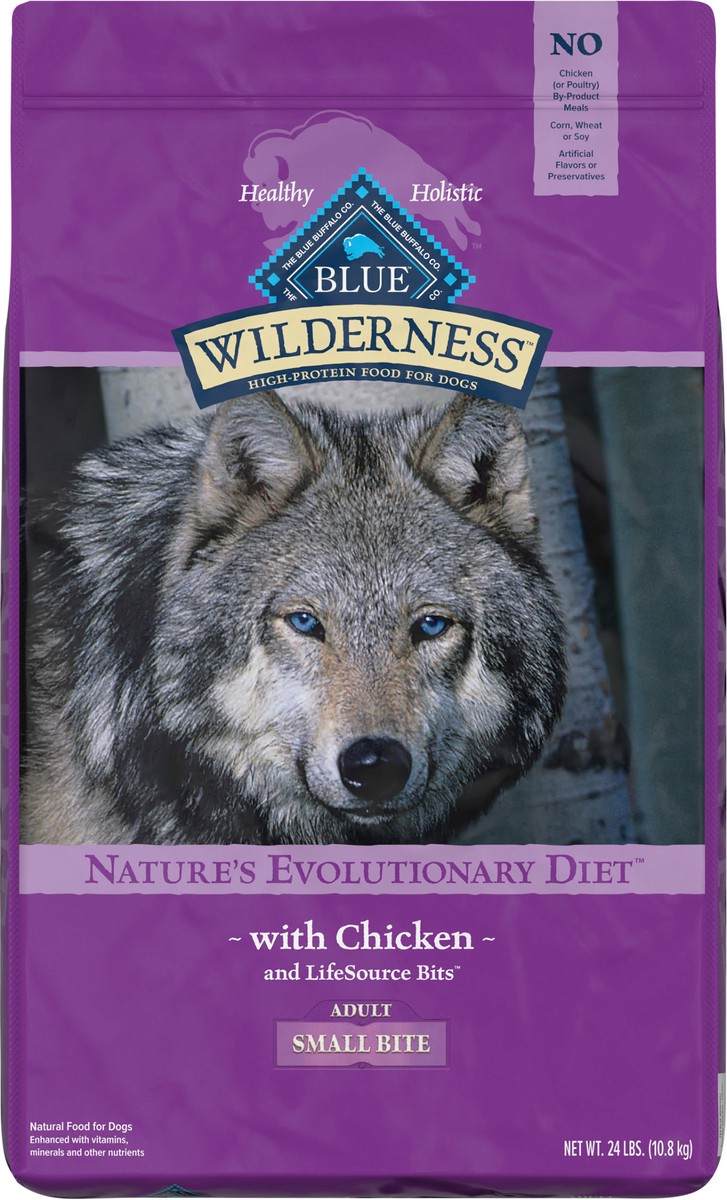 slide 6 of 12, Blue Buffalo Wilderness High Protein, Natural Adult Small-Bite Dry Dog Food, Chicken 24-lb, 24 lb