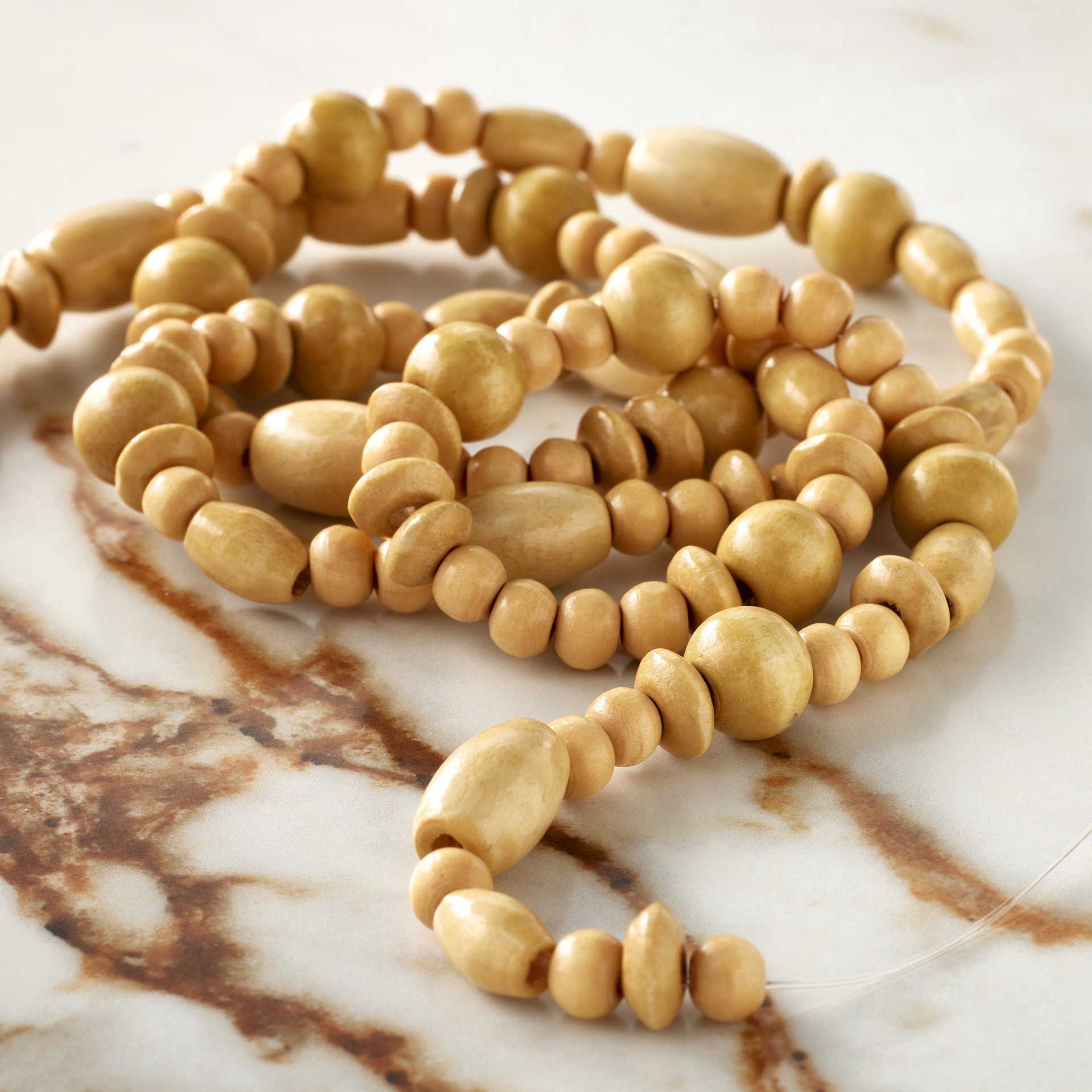 slide 3 of 3, Tan Wood Mixed Beads By Bead Landing, 4.5mm-13mm