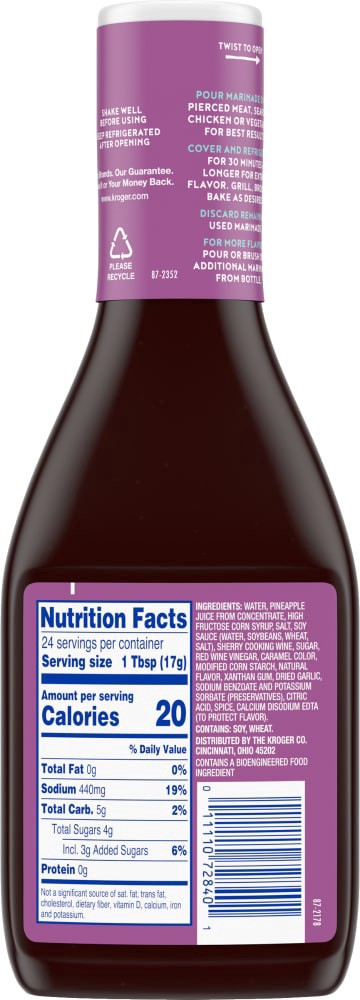 slide 4 of 4, Kroger Teriyaki Marinade With Pineapple Juice - 12 fl oz, 12 fl oz
