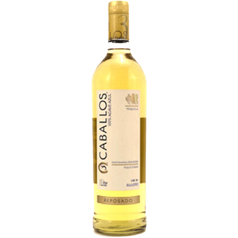 slide 1 of 1, 3 Caballos Tequila Reposado, 1 liter