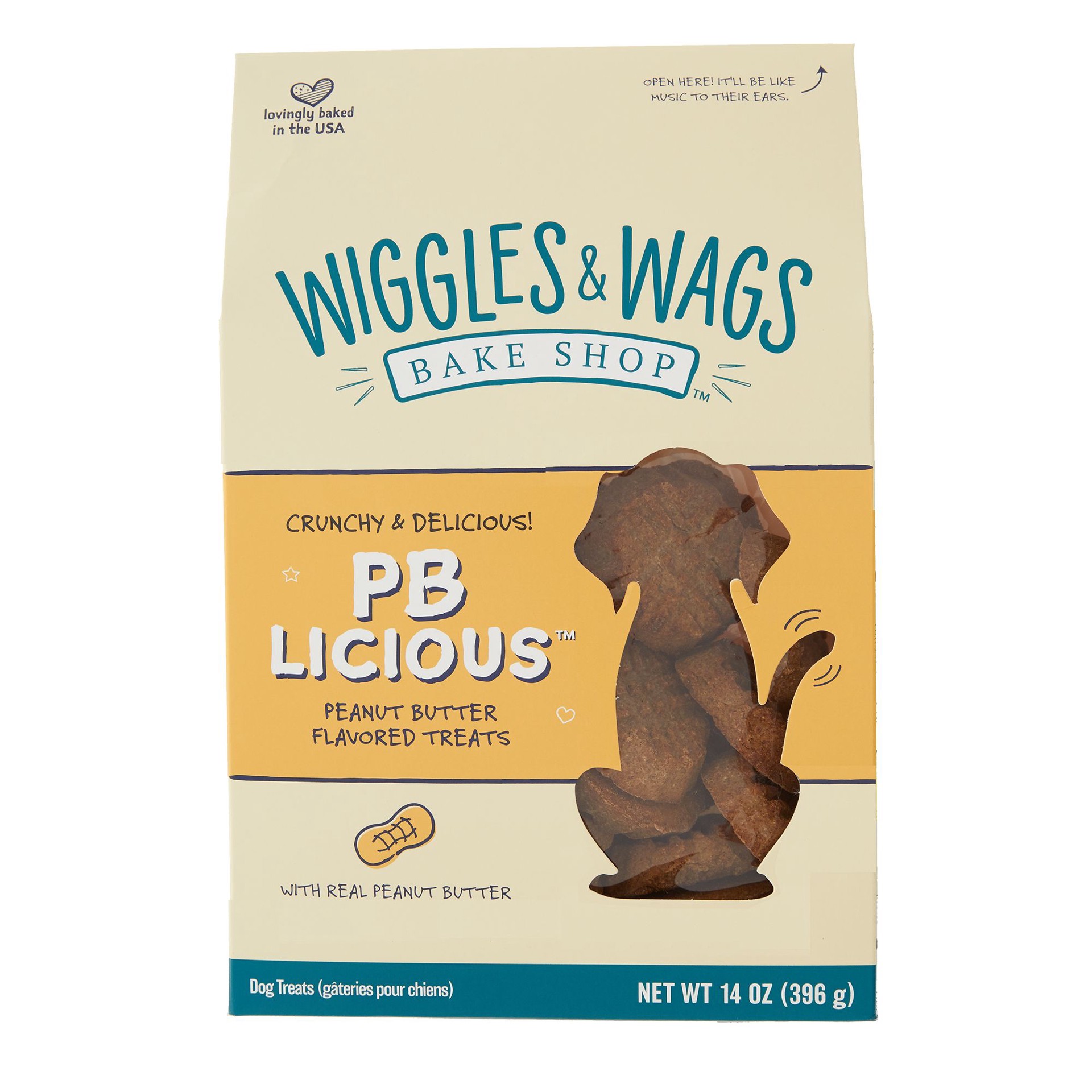 slide 1 of 1, Wiggles & Wags Bake Shop PB Licious Dog Cookie Treat - Peanut Butter, 14 Oz., 14 oz