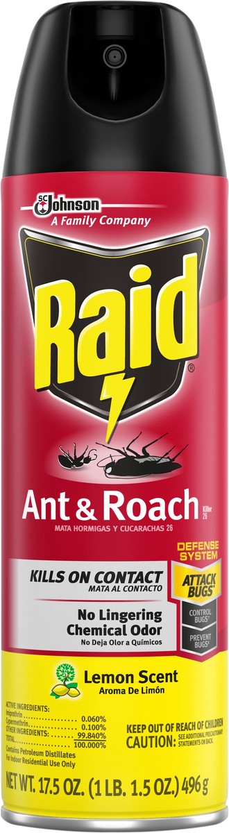 slide 1 of 9, Raid Lemon Scent Ant & Roach Killer 26 17.5 oz, 17.5 oz