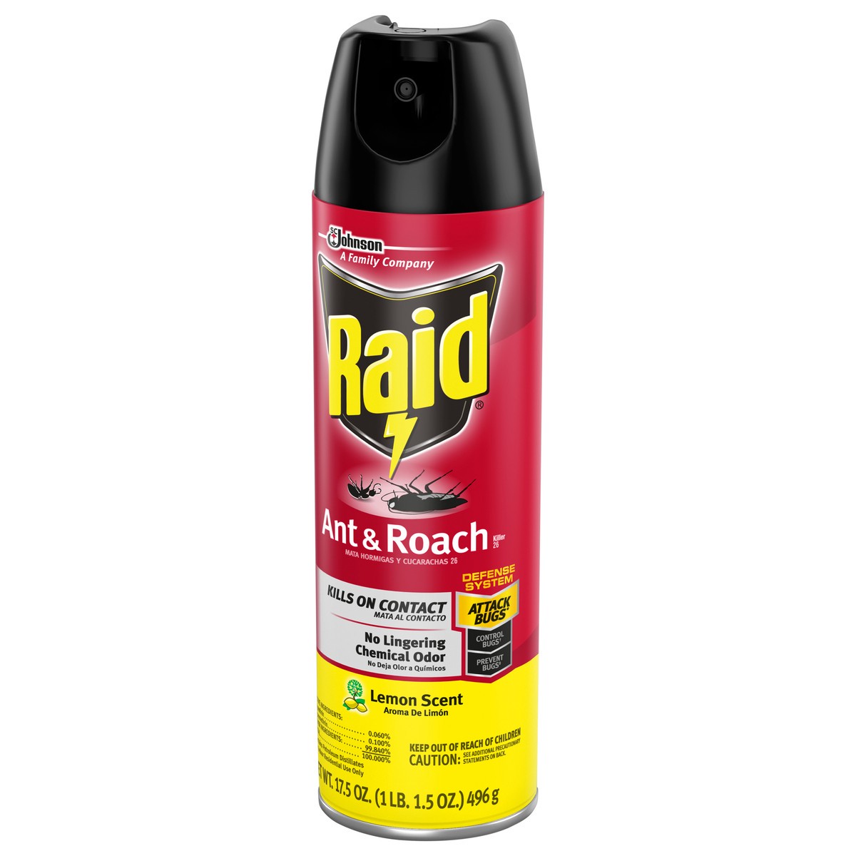 slide 5 of 9, Raid Ant & Roach Aerosol Lemon, 17.5 oz