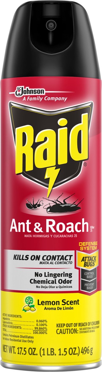 slide 8 of 9, Raid Ant & Roach Aerosol Lemon, 17.5 oz