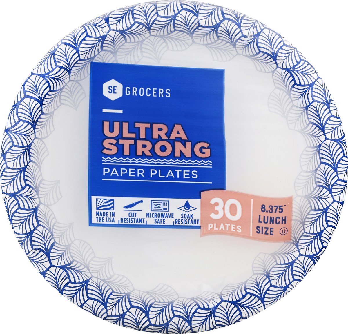 slide 6 of 8, SE Grocers Paper Plates 8.5'' Lunch Size Ultra Strong, 30 ct