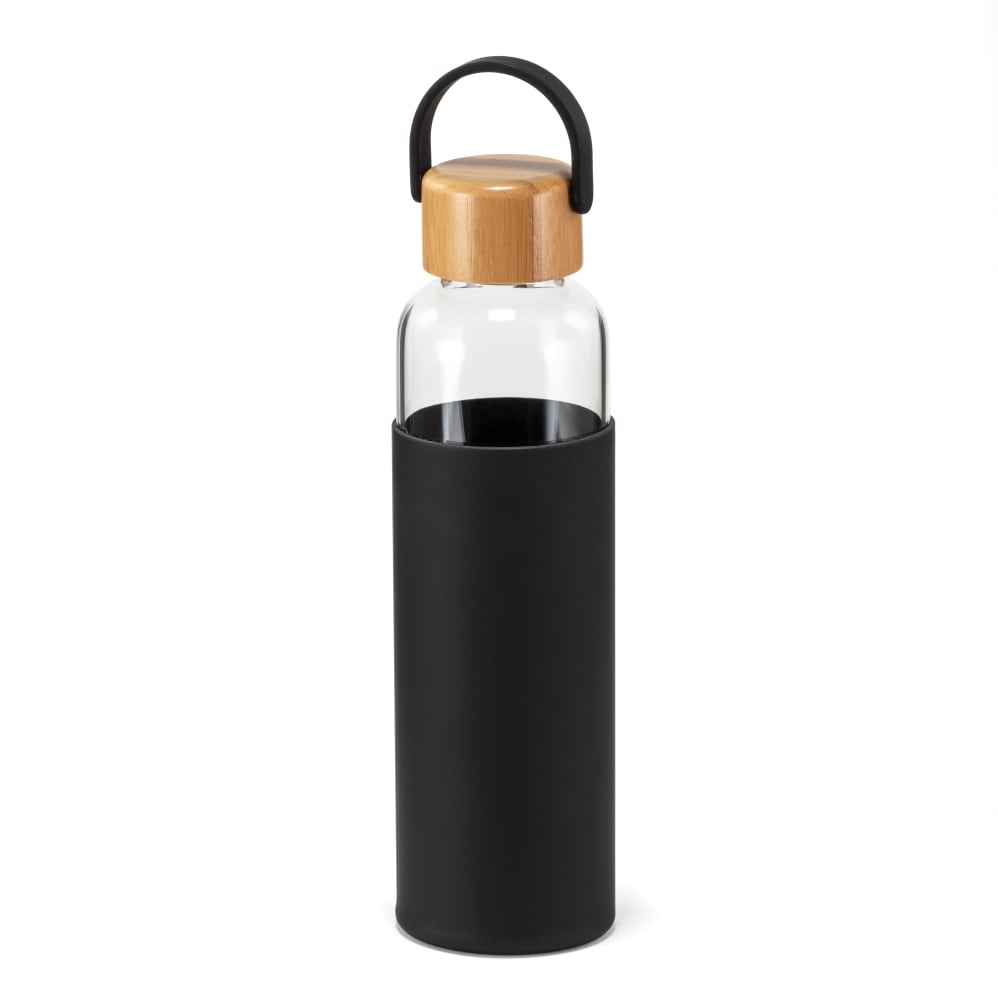 slide 1 of 1, Hd Designs Outdoors Glass Bottle With Bamboo Lid - Jet Black, 17 oz