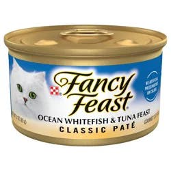 Fancy Feast Purina Fancy Feast Classic Pate Ocean Whitefish and Tuna Feast Classic Grain Free Wet Cat Food Pate
