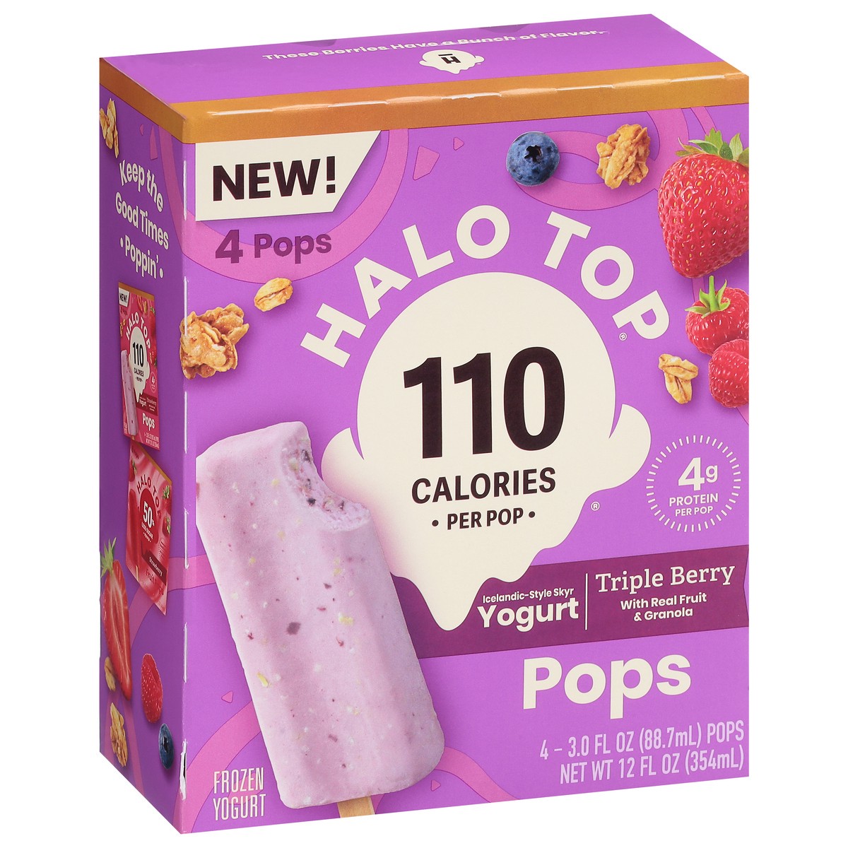 slide 2 of 9, Halo Top Triple Berry 4Pk Yogurt Bar, 12 fl oz