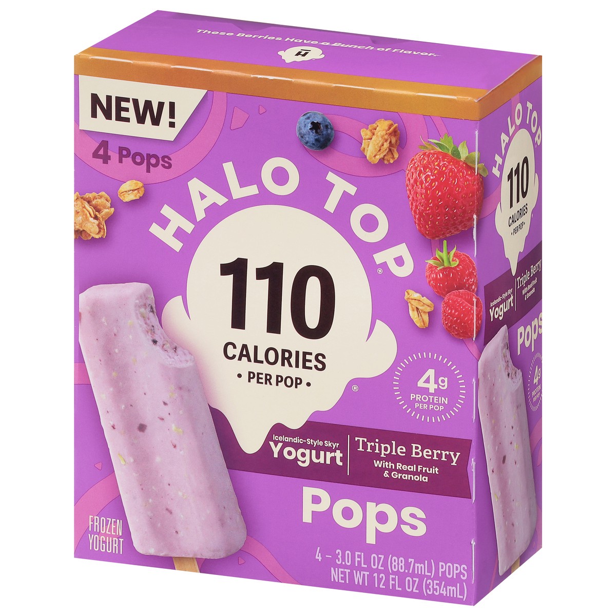 slide 3 of 9, Halo Top Triple Berry 4Pk Yogurt Bar, 12 fl oz