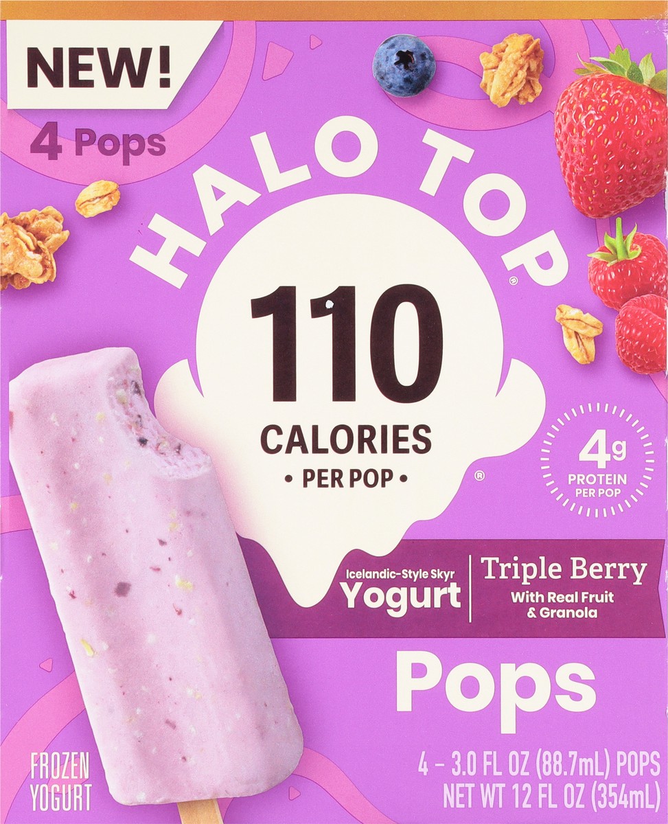 slide 6 of 9, Halo Top Triple Berry 4Pk Yogurt Bar, 12 fl oz