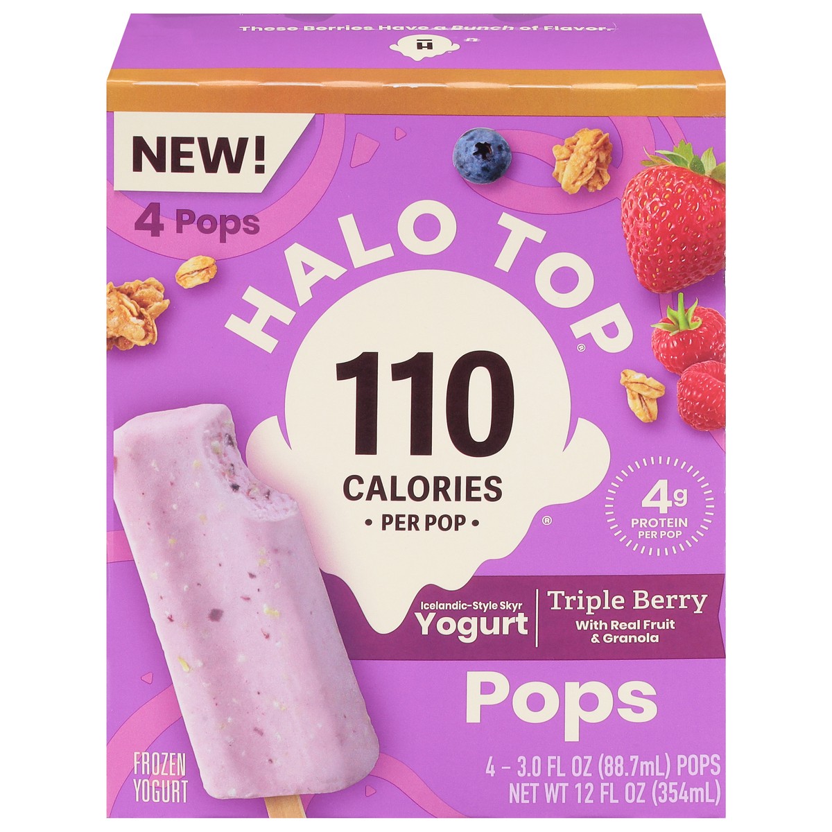 slide 1 of 9, Halo Top Triple Berry 4Pk Yogurt Bar, 12 fl oz