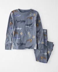 Littleplanet Toddler Organic Cotton Pajamas Set Deep Blue Sea Print 4T