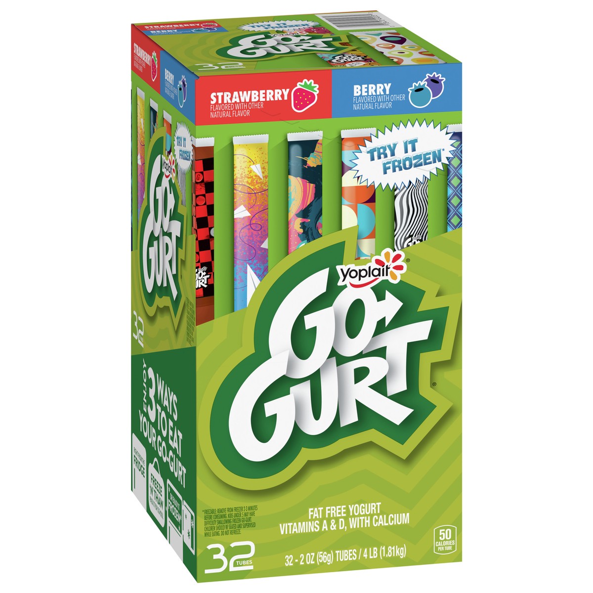 slide 5 of 9, GO-GURT Strawberry & Berry Glow in the Dark Go-Gurt Kids Yogurt Tubes 32ct, 32 ct