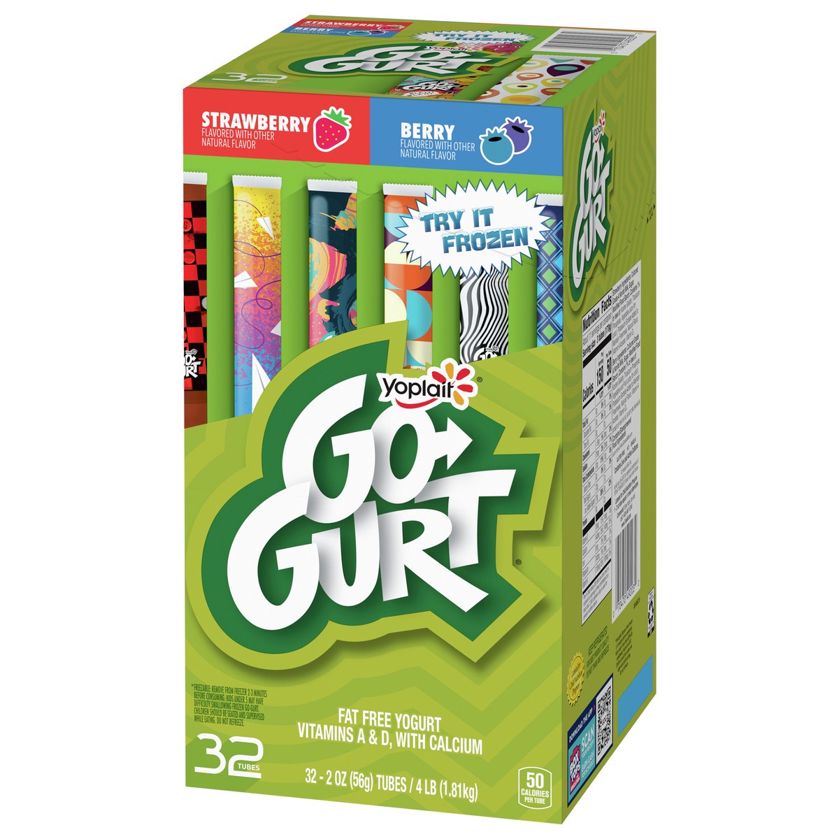 slide 8 of 9, GO-GURT Strawberry & Berry Glow in the Dark Go-Gurt Kids Yogurt Tubes 32ct, 32 ct