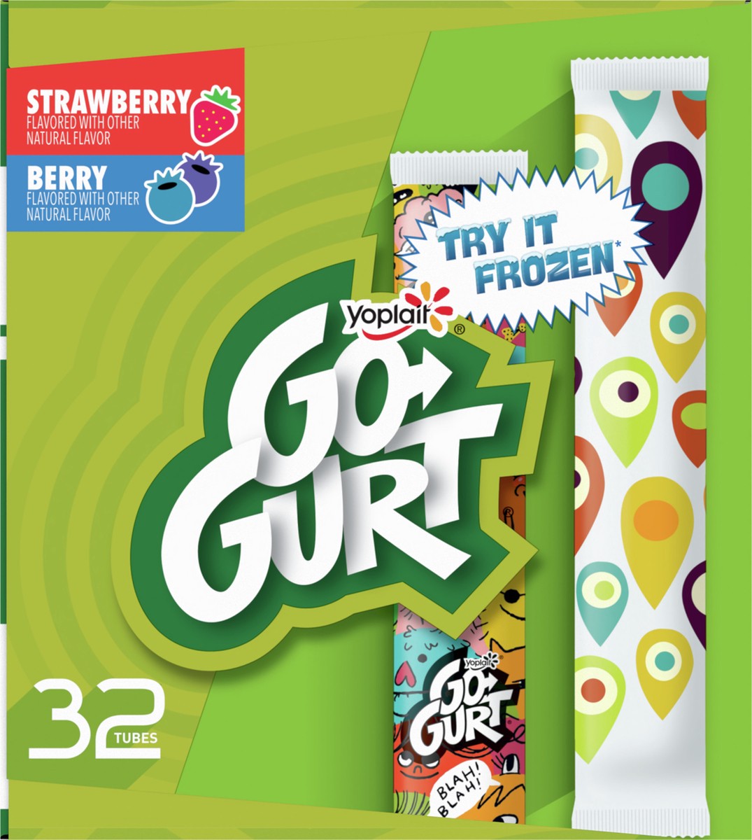 slide 4 of 9, GO-GURT Strawberry & Berry Glow in the Dark Go-Gurt Kids Yogurt Tubes 32ct, 32 ct