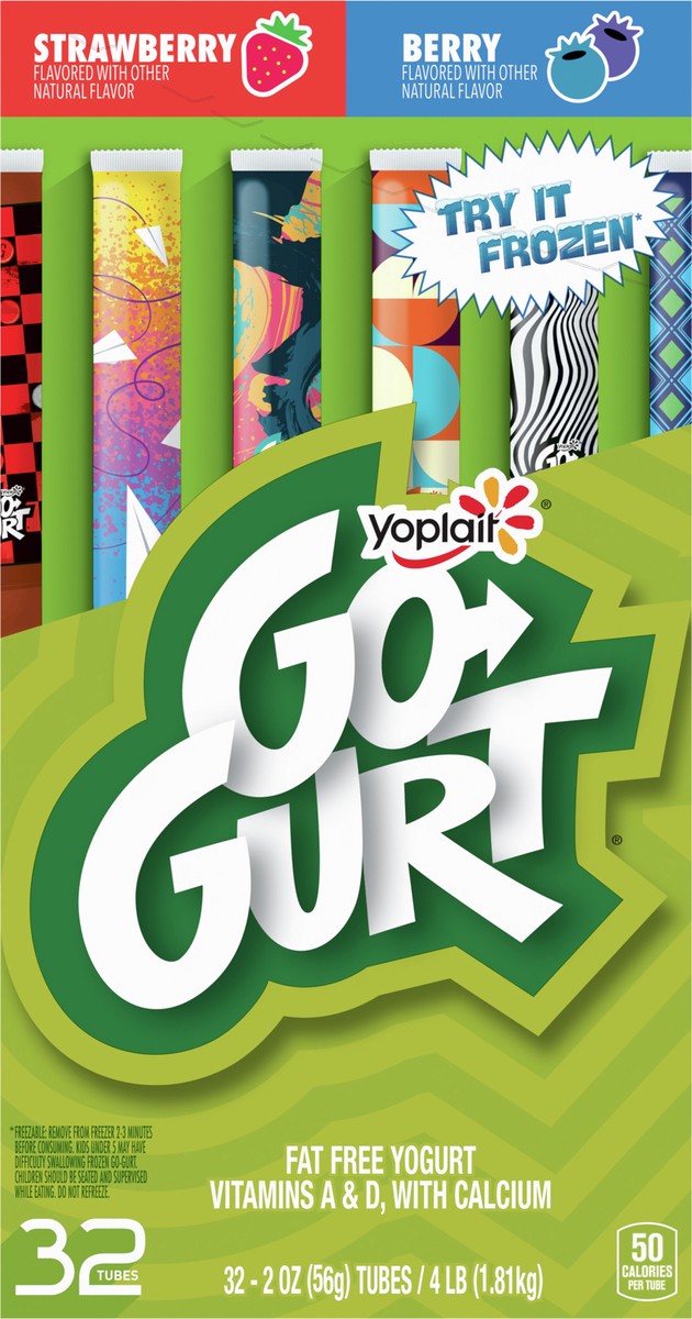 slide 6 of 9, GO-GURT Strawberry & Berry Glow in the Dark Go-Gurt Kids Yogurt Tubes 32ct, 32 ct