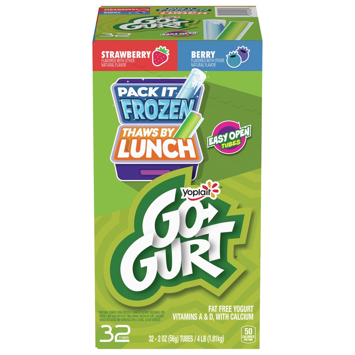 slide 1 of 9, Go-GURT Bluey Kids Yogurt Variety Pack, Strawberry and Berry, Halloween Snacks, Gluten Free, Value Pack, 4 lbs (32 Tubes), 32 ct