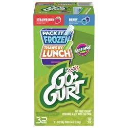 Go-GURT Bluey Kids Yogurt Variety Pack, Strawberry and Berry, Halloween Snacks, Gluten Free, Value Pack, 4 lbs (32 Tubes)
