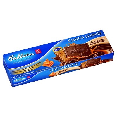 slide 1 of 1, Bahlsen Chocolate Leibniz Caramel Crisp Butter Cookies With Milk Chocolate & Caramel, 3.5 oz