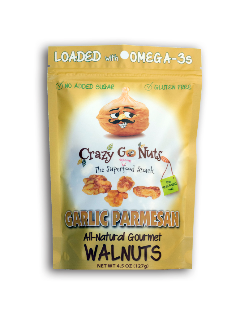 slide 1 of 1, Crazy Go Nuts Garlic Parmesan Flavored All-Natural Gourmet Walnuts, 4.5 oz