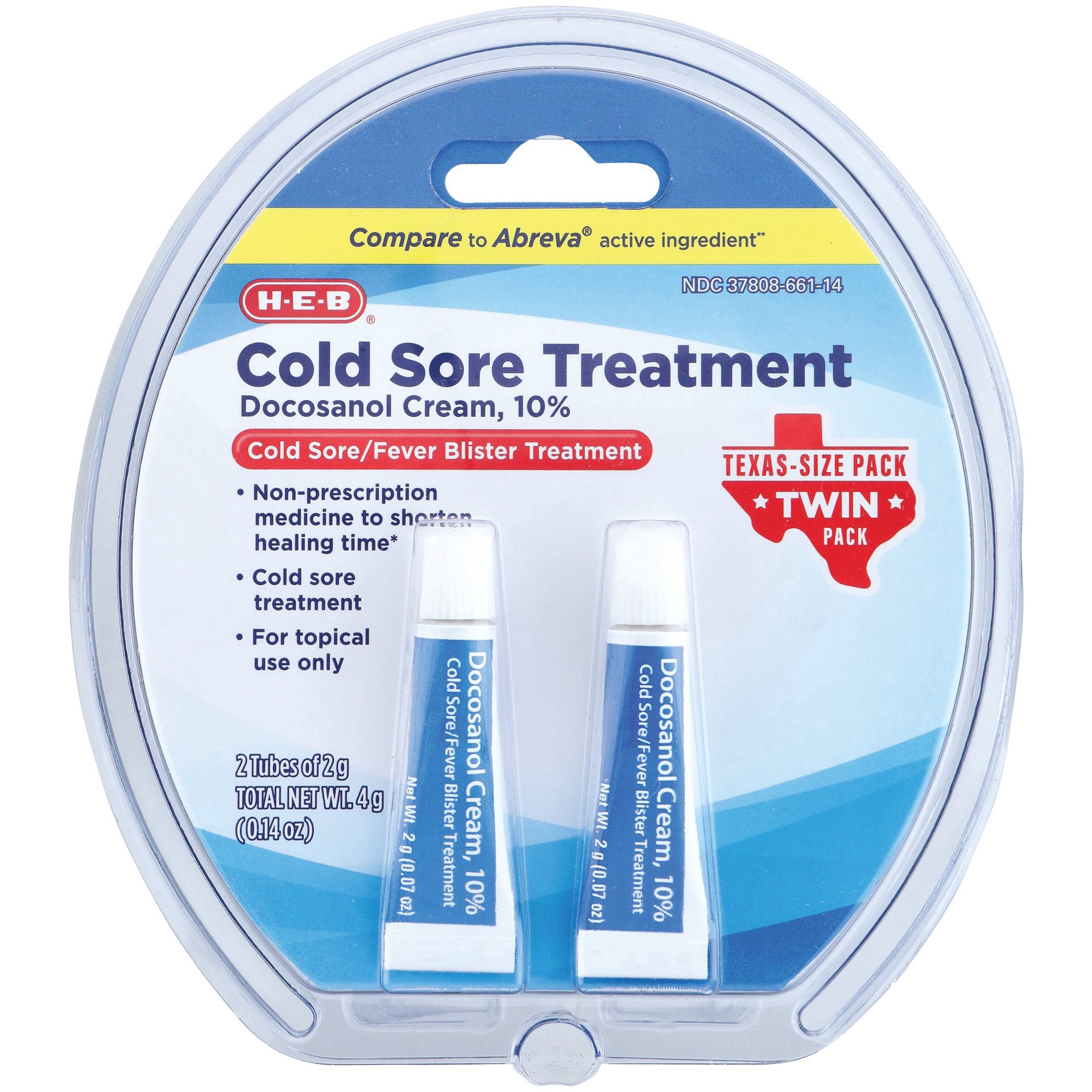 slide 1 of 1, H-E-B Cold Sore Treatment Twin Pack, 0.14 oz