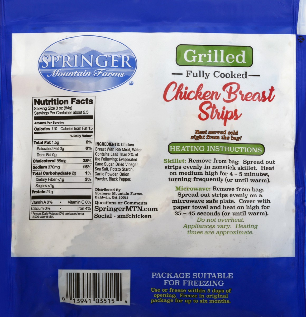 slide 9 of 9, Springer Mountain Farms Grilled Chicken Breast Strips 8 oz, 8 oz