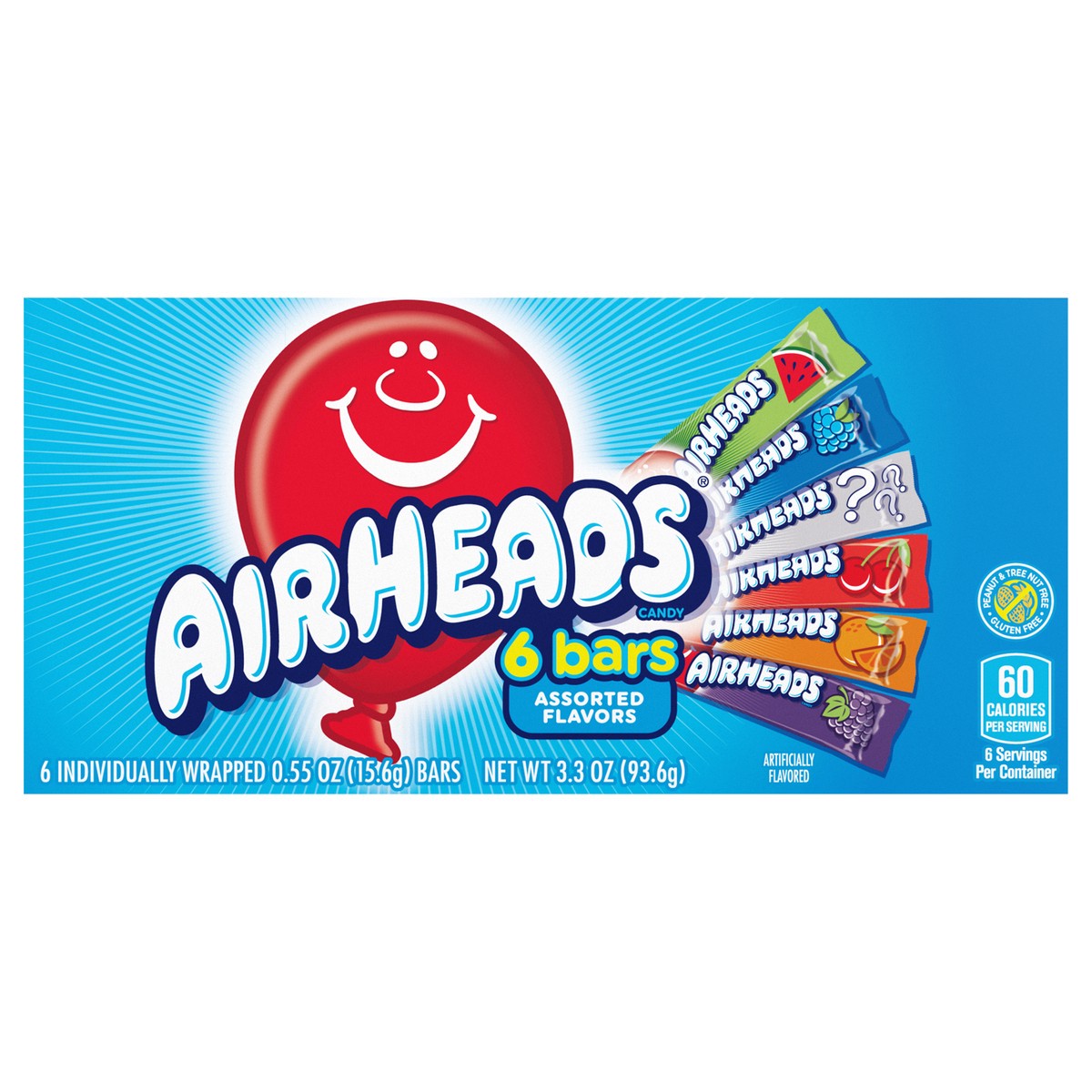 slide 1 of 4, Airheads Assorted Theater Box Individually Wrapped Full Size Bars - 6ct/3.3oz, 6 ct