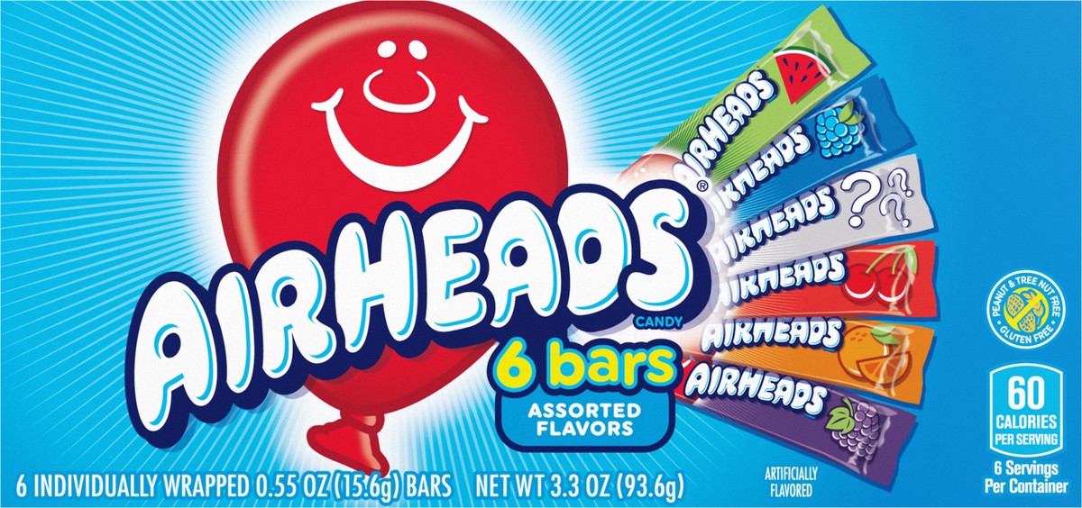 slide 4 of 4, Airheads Assorted Theater Box Individually Wrapped Full Size Bars - 6ct/3.3oz, 6 ct