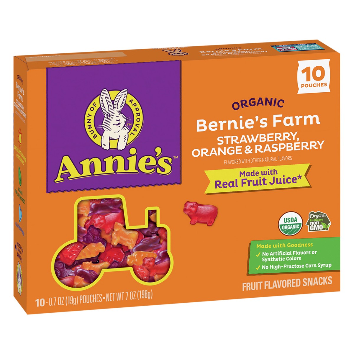 slide 8 of 9, Annie's Organic Bernie's Farm Fruit Flavored Snacks, Gluten Free, 10 Pouches, 7 oz., 10 ct