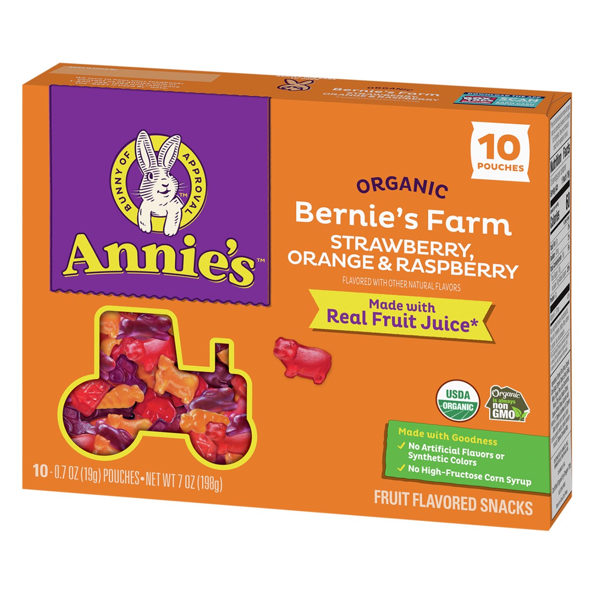 slide 3 of 9, Annie's Organic Bernie's Farm Fruit Flavored Snacks, Gluten Free, 10 Pouches, 7 oz., 10 ct