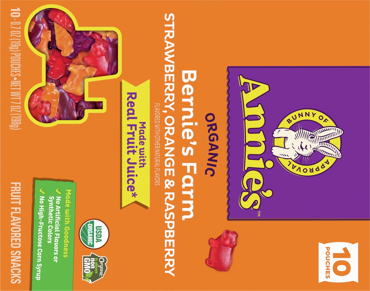 slide 7 of 9, Annie's Organic Bernie's Farm Fruit Flavored Snacks, Gluten Free, 10 Pouches, 7 oz., 10 ct